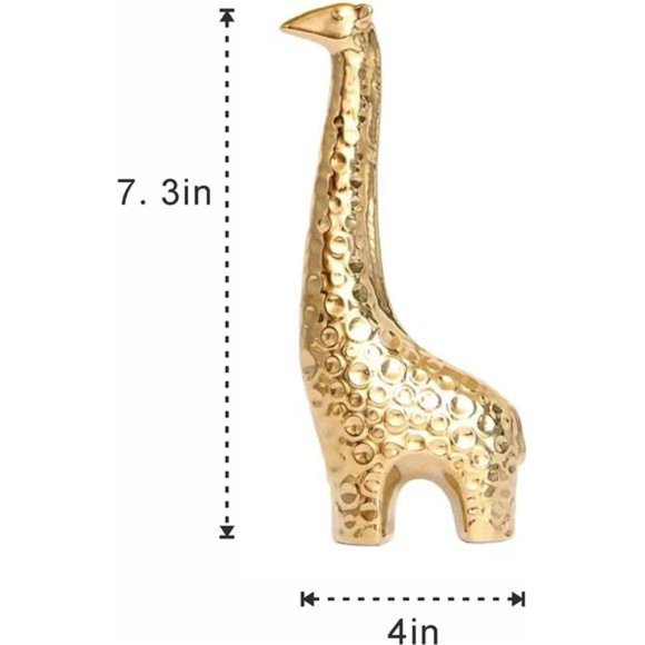 NEW - 2 Pcs Gold Home Décor Small Giraffe Statue Decorative Sculpture - Picture 4 of 7